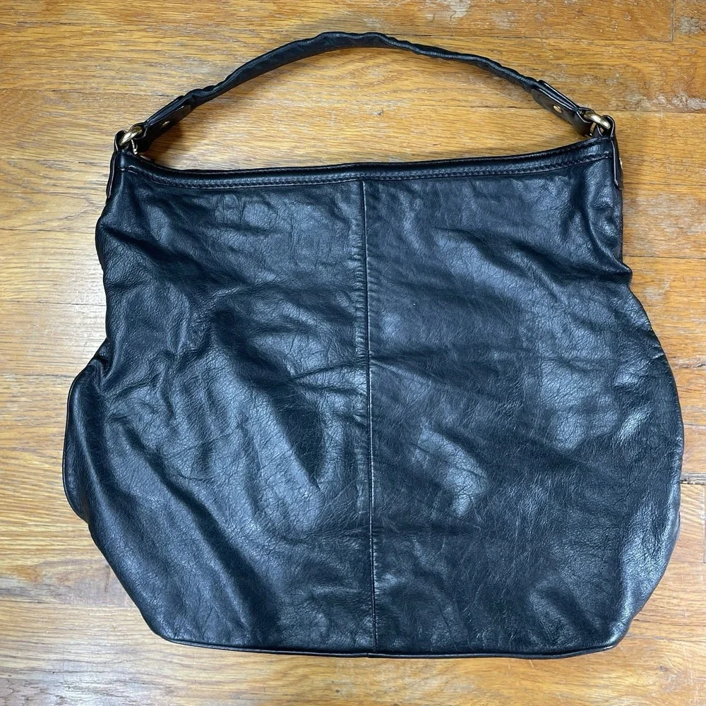 Marc Jacobs Hobo Shoulder Bag & Wallet Set Black Leather Turnlock Vintage Zip